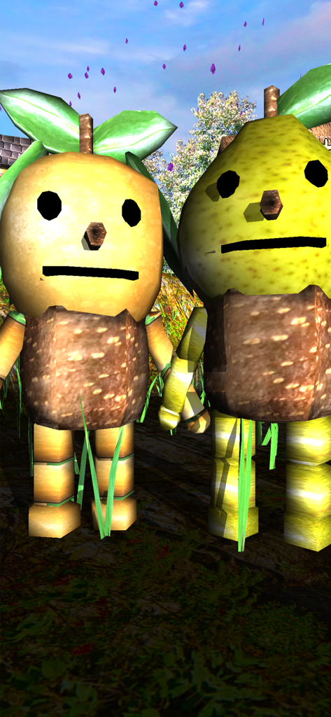 Nacchan's Grassland Sugoroku - Nacchan and Siichan pear characters standing in a 3D grassland environment