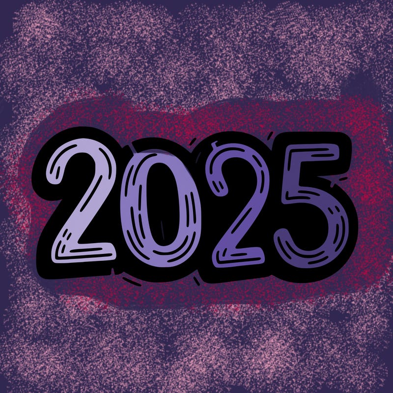 one line scrawled numbers sketch design “2025”