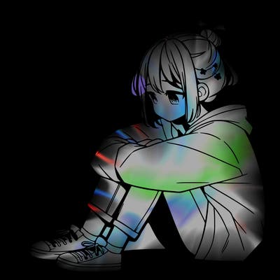sad anime girl sitting alone