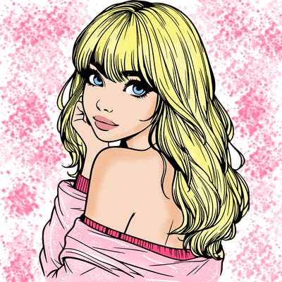 realistic girl with bangs looking over her shoulder