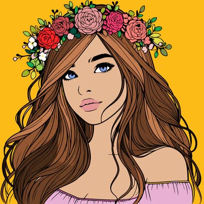 realistic girl with flower crown