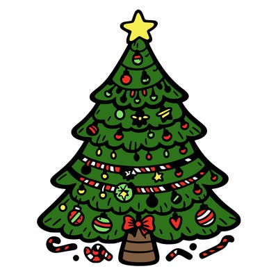 christmas tree with lots of details