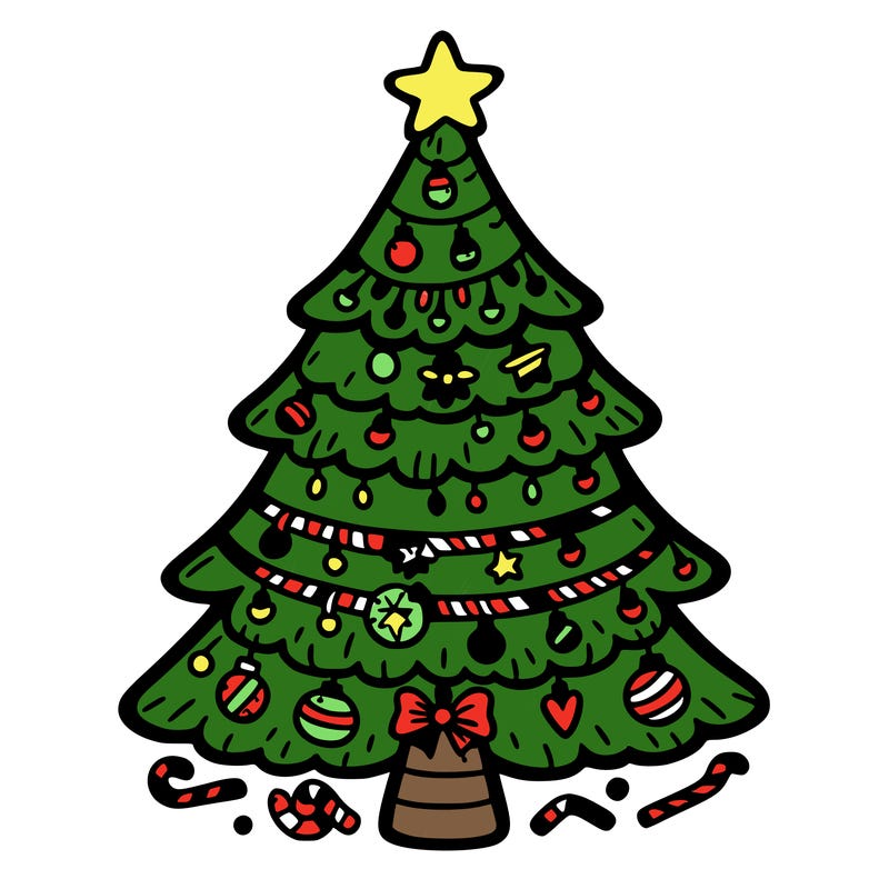 christmas tree with lots of details