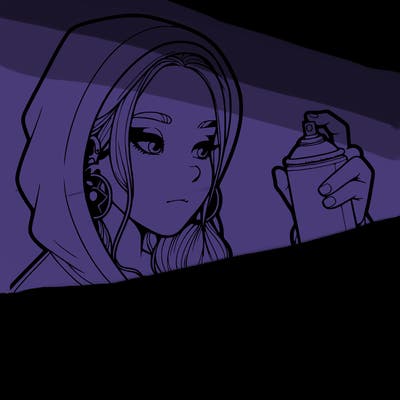 a realistic girl, spray painting