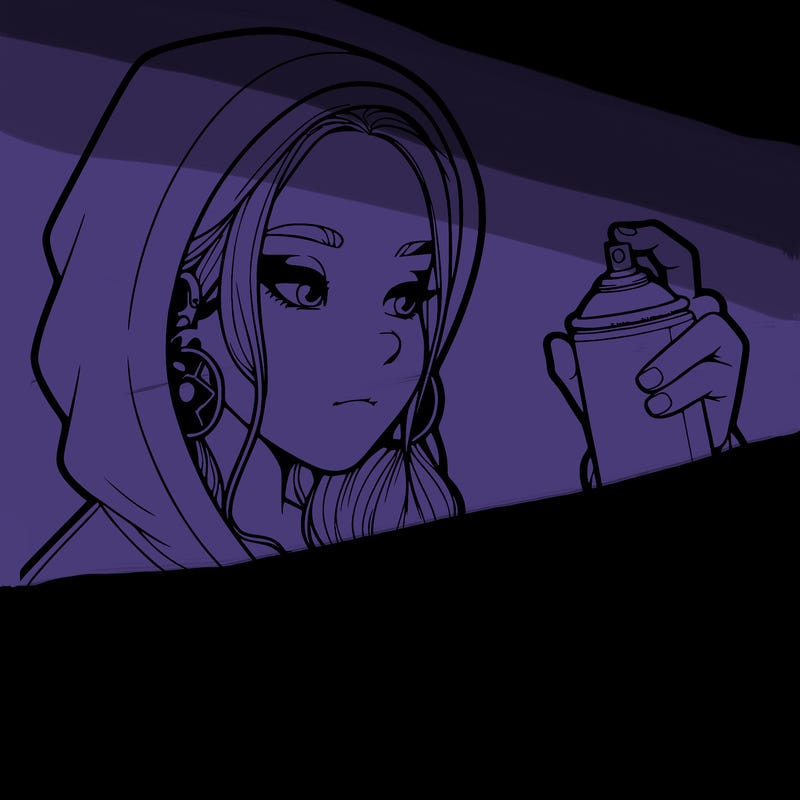 a realistic girl, spray painting