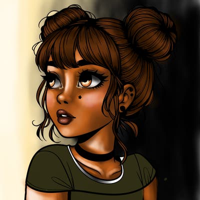 realistic girl with spacebuns