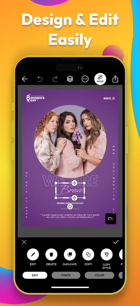 Poster Maker - Crea - Design and edit posters easily with the Poster Maker Crea mobile app interface