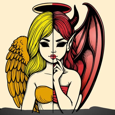 realistic angel half demon
