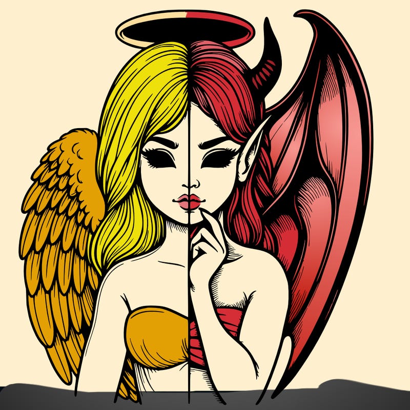 realistic angel half demon