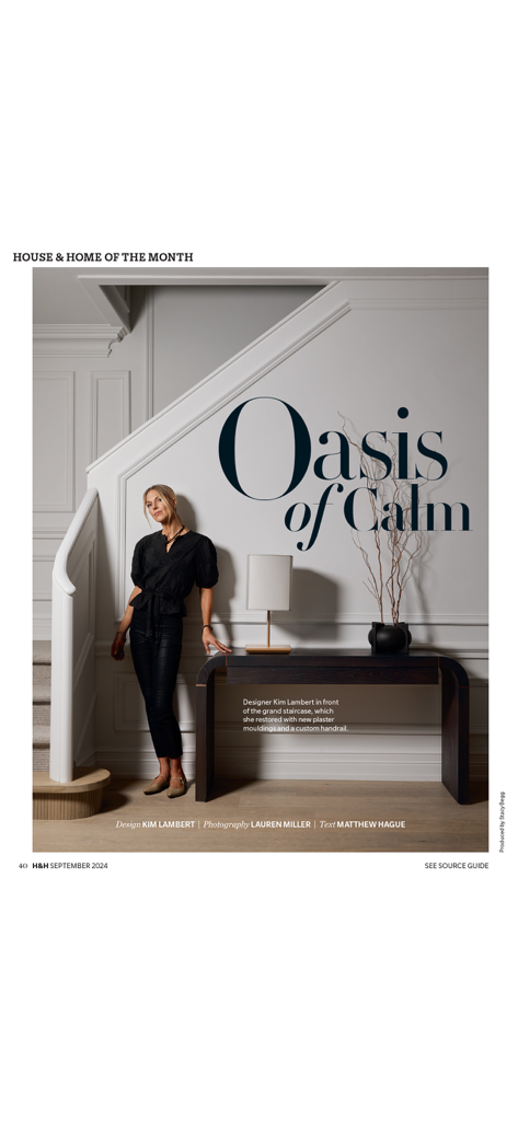 House & Home - La diseñadora Kim Lambert en un interior de hogar sofisticado titulado Oasis de Calma