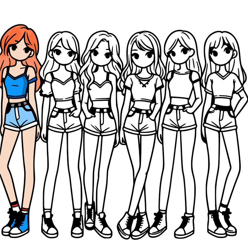 a group of girls wearing crop tops and shorts