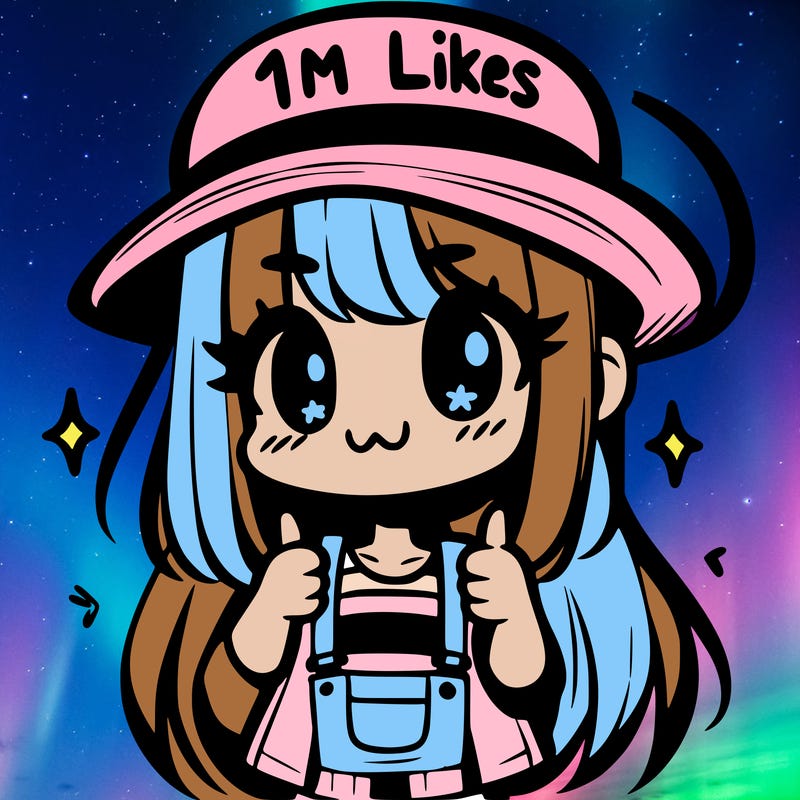 a girl with a hat saying 1m likes pls