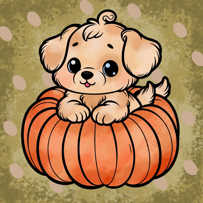 cute little puppy in a pumpkin
