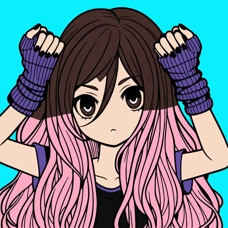 long haired girl with fingerless gloves