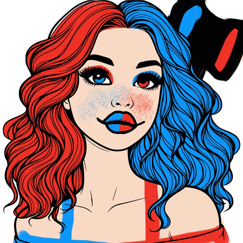 realistic girl with wavy hair and lips