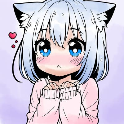 shy anime catgirl