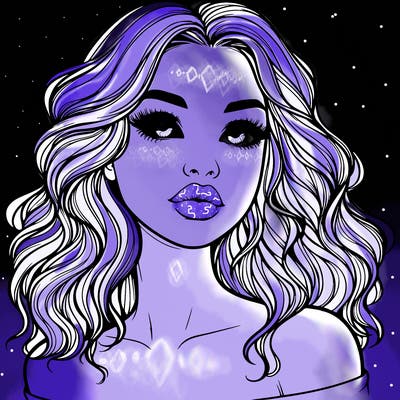 realistic girl with wavy hair and lips