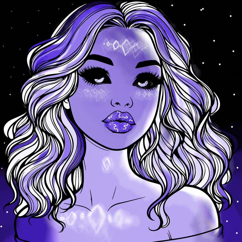 realistic girl with wavy hair and lips