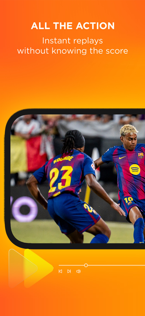Live soccer match streaming on the TOD app with instant replays