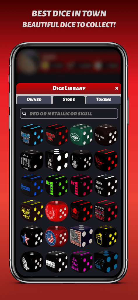 Phone Dice - Une bibliothèque de designs de dés 3D personnalisés avec des thèmes de culture de rue dans l'application Phone Dice