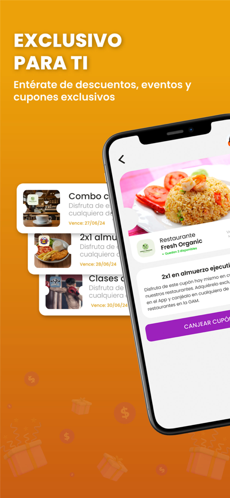 Bee Loyal Card - Smartphone screen showing exclusive restaurant and gym coupons in the Bee Loyal Card app