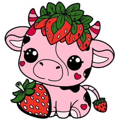 cute strawberry cow
