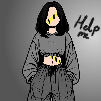 realistic girl faceless with baggy pants and a crop top