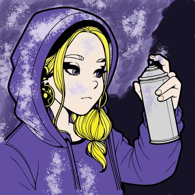 a realistic girl, spray painting