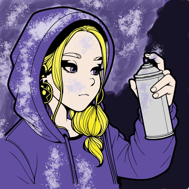 a realistic girl, spray painting
