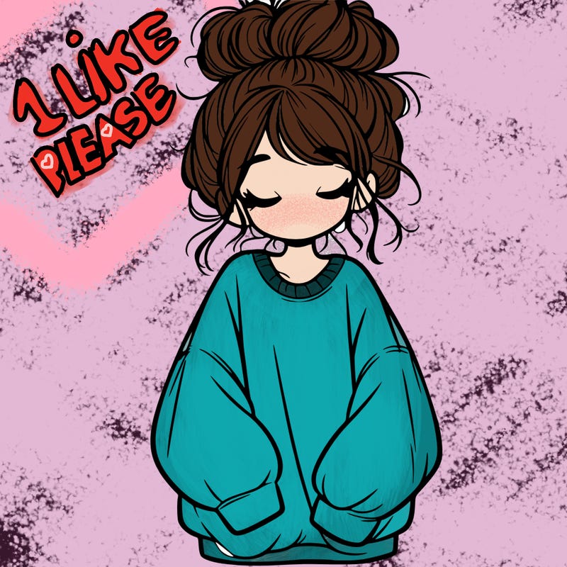girl with baggy sweatshirt and messy bun