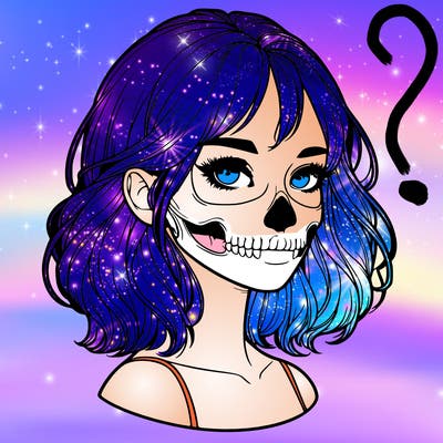 realistic girl with skull