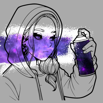 a realistic girl, spray painting