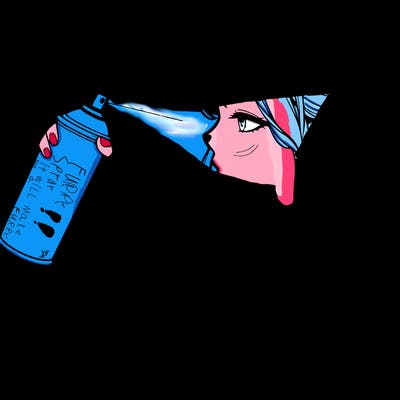 a realistic girl spray, painting