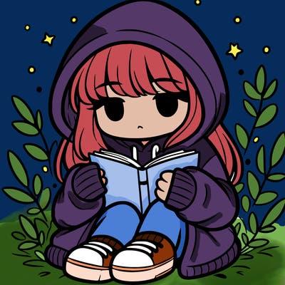 girl in oversized hoodie reading a book