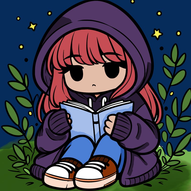 girl in oversized hoodie reading a book