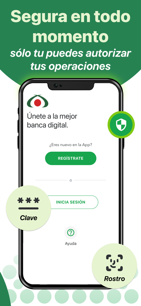 Banco Azteca Honduras - Pantalla de inicio de sesión de la app de Banco Azteca Honduras con seguridad de reconocimiento facial