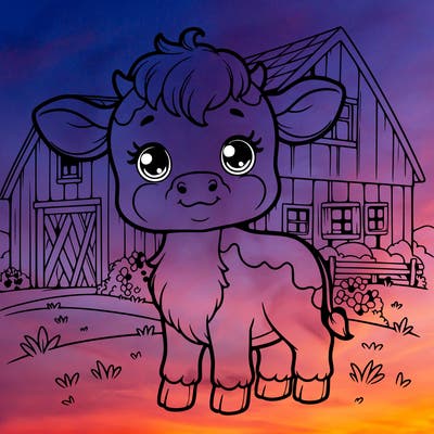 a cute little calf in farmhouse