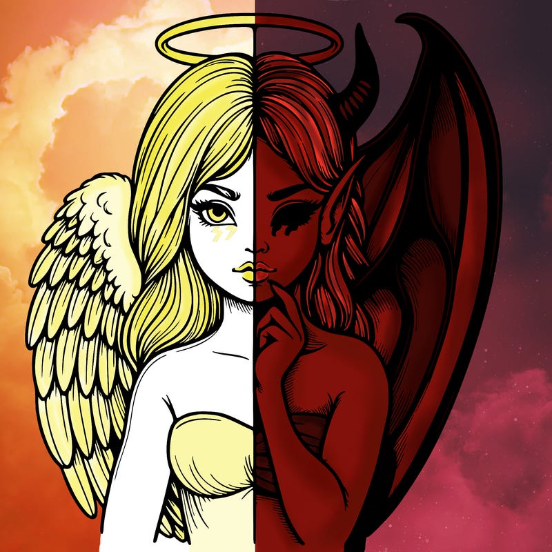 realistic angel half demon