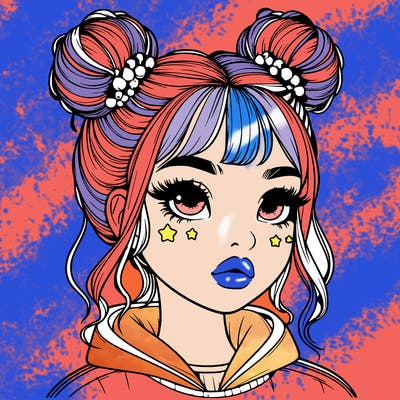 realistic girl with space buns