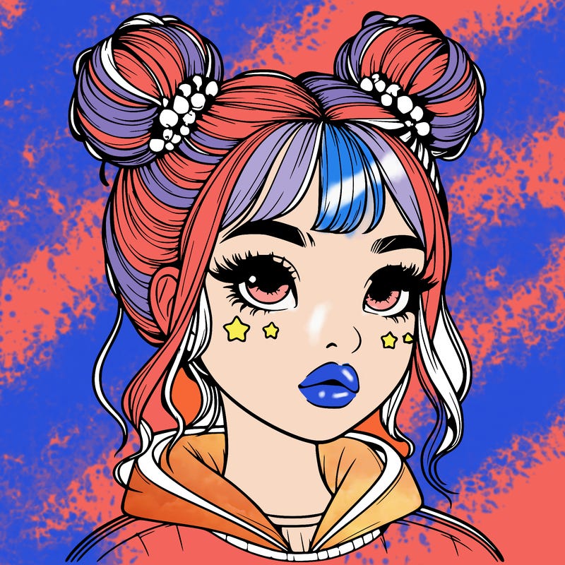 realistic girl with space buns