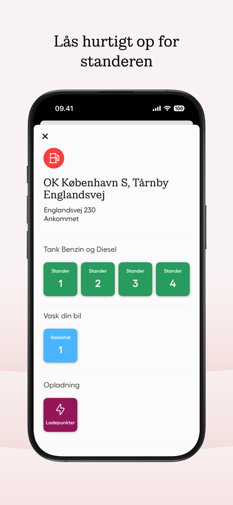 Mobile app screen displaying options for gas refueling car washing and electric vehicle charging