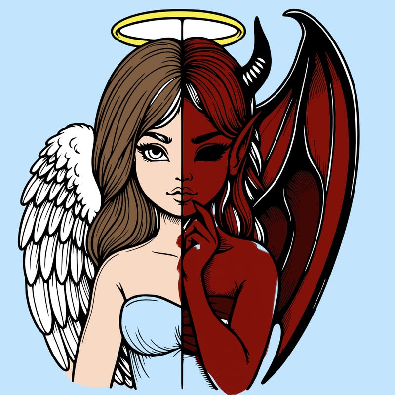 realistic angel half demon