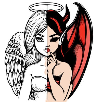 realistic angel half demon