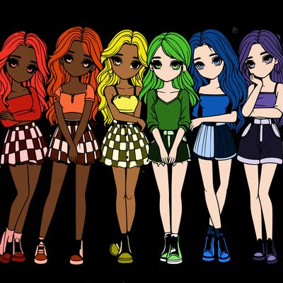 a group of girls realistic