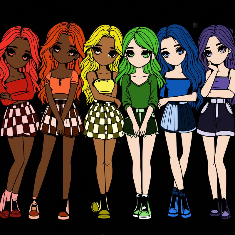 a group of girls realistic