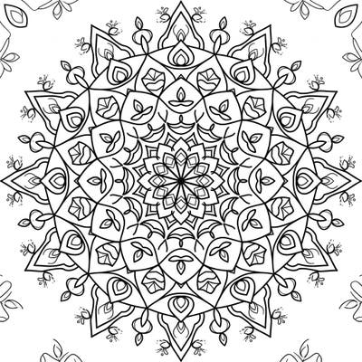 Immerse yourself in the festive spirit of Diwali with this stunning mist-inspired mandala coloring page. Discover intricate patterns of diyas, rangoli, and fireworks, inviting you to create a vibrant masterpiece.