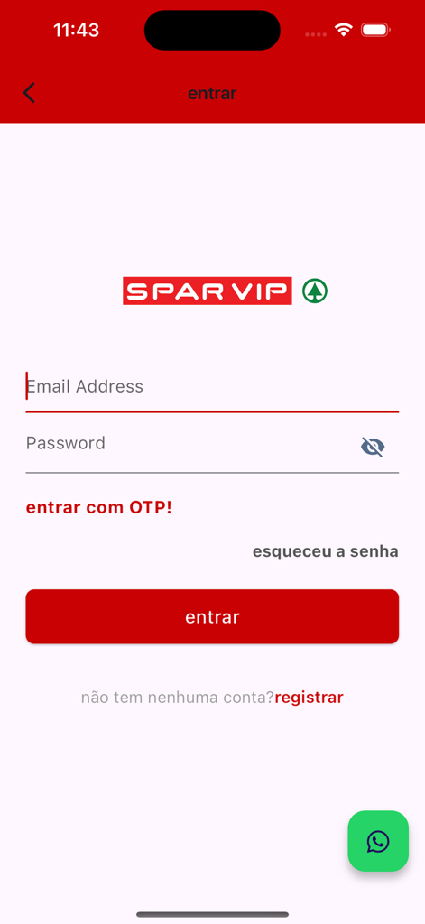 SPAR VIP - Login screen for the SPAR VIP online grocery app