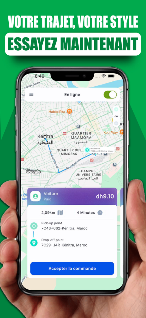 inToura: Taxi VTC Morocco - Mobile app screen showing the inToura taxi service interface in Morocco
