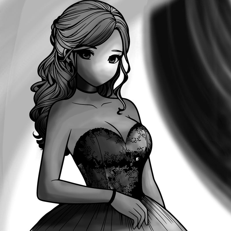 realistic girl in prom dress