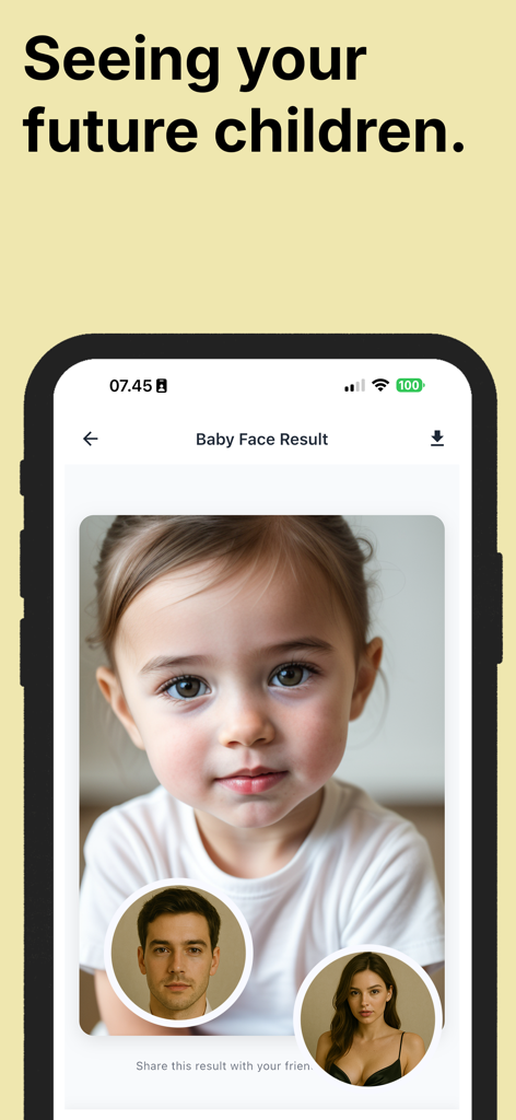 Remage: AI face swap profile - AI generated future baby face from two parent photos in the Remage app